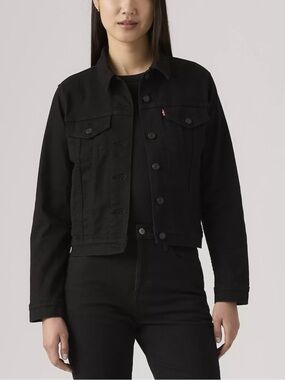 Levi's Black Cropped Denim Trucker Jacket - Women's